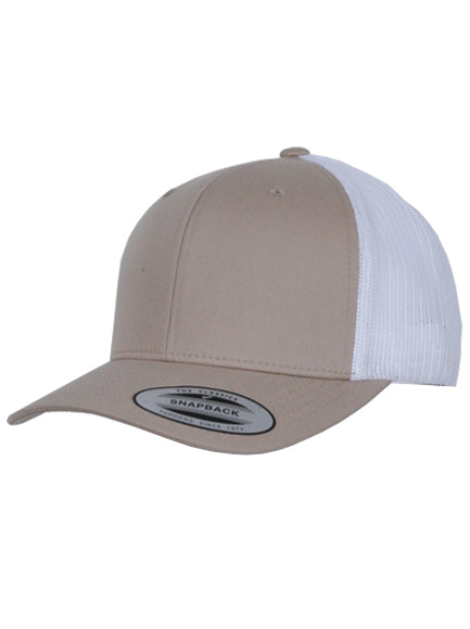 Yupoong Retro 6606T – Khaki-Weiß